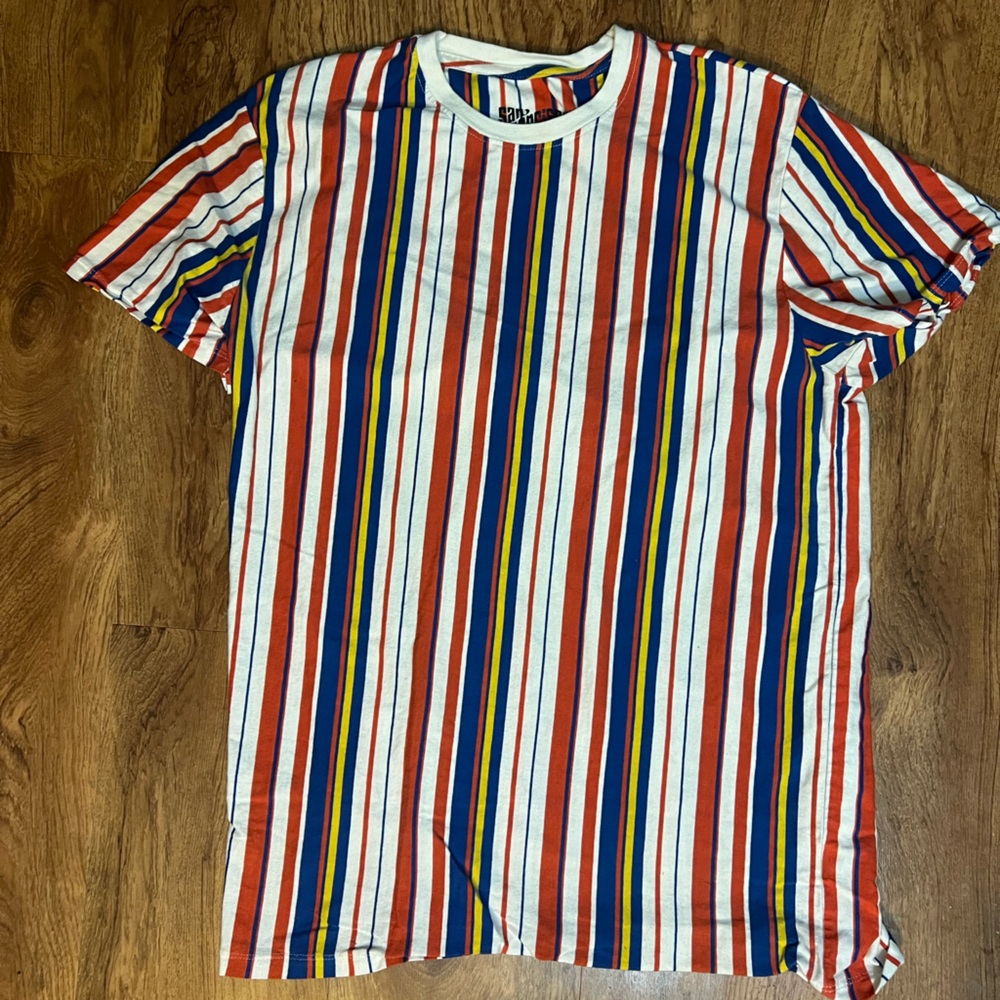 San Francisco Work Shirt - multi-coloured striped tee! Mens size L